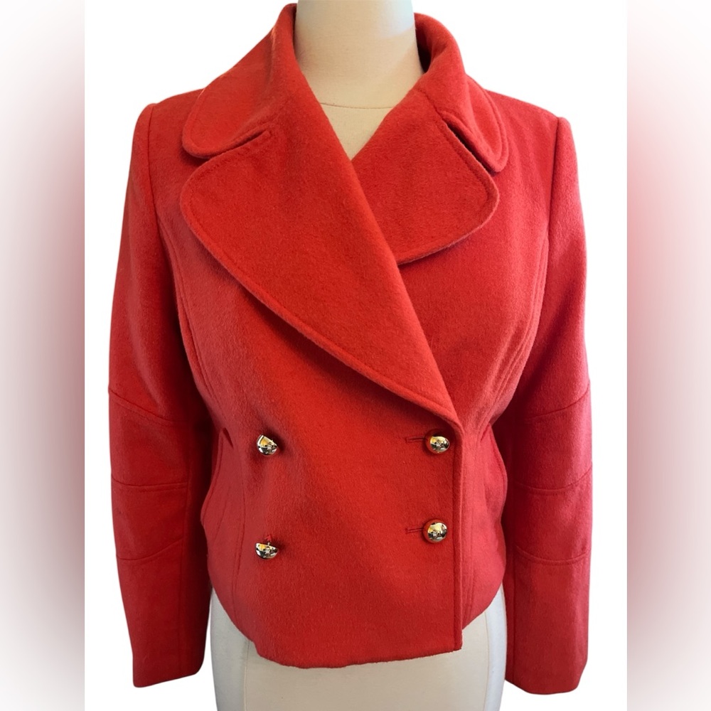 The Limited Orange Crop Wool Blend Double breast Pea Coat w/Gold Buttons Size S